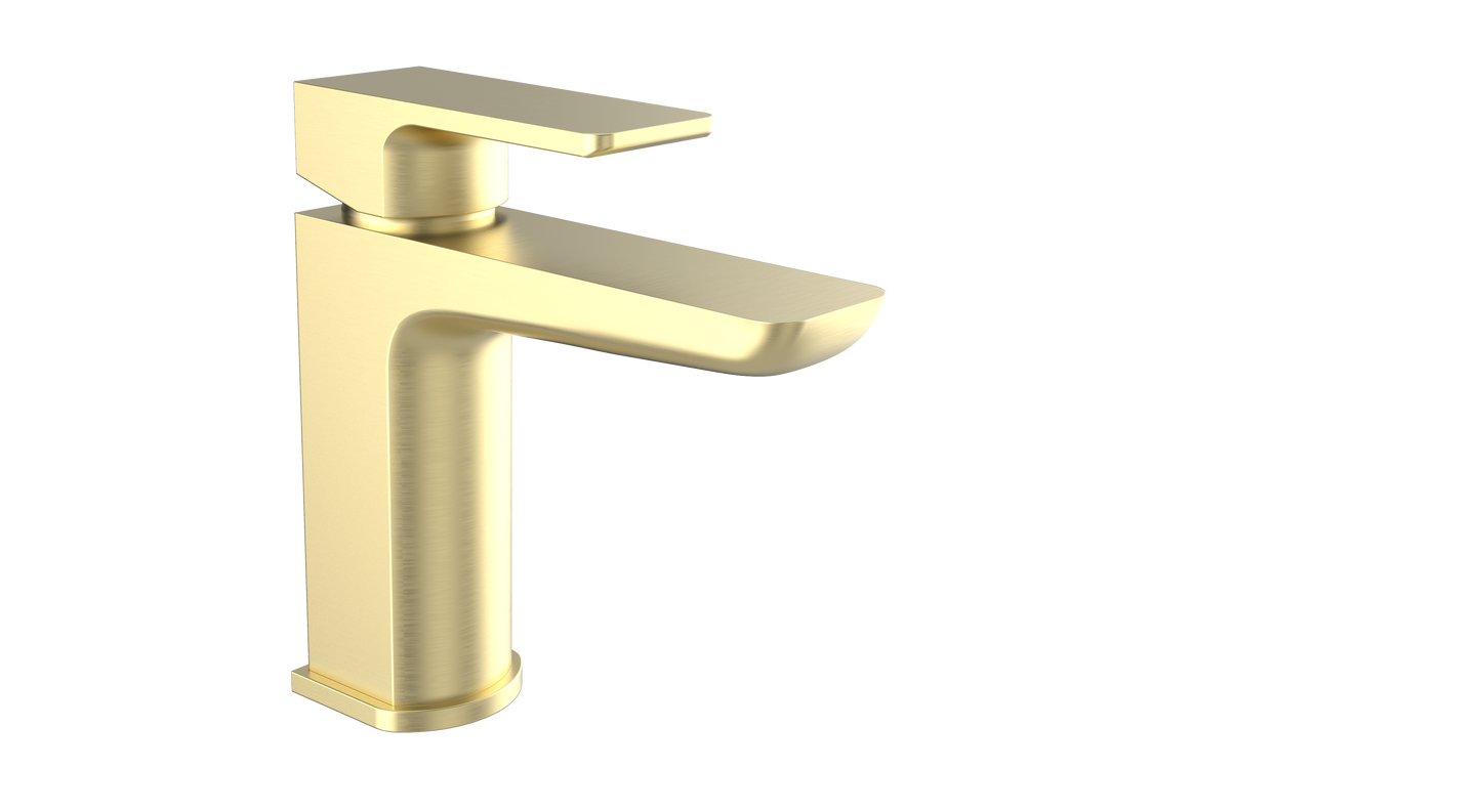 Kolt Mono Basin Mixer with Click Waste – Brushed Brass