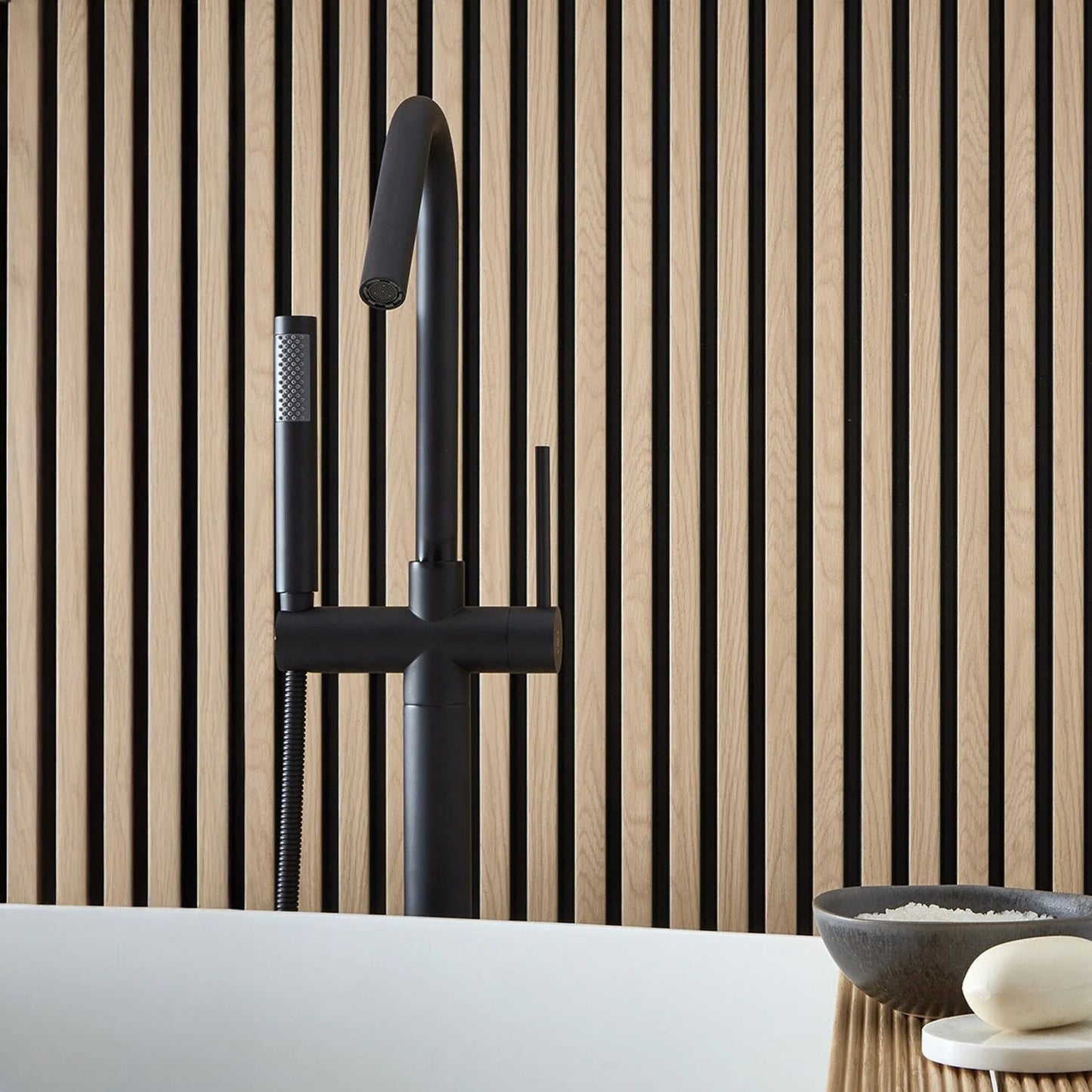 SlatWall Waterproof Natural Oak and Black