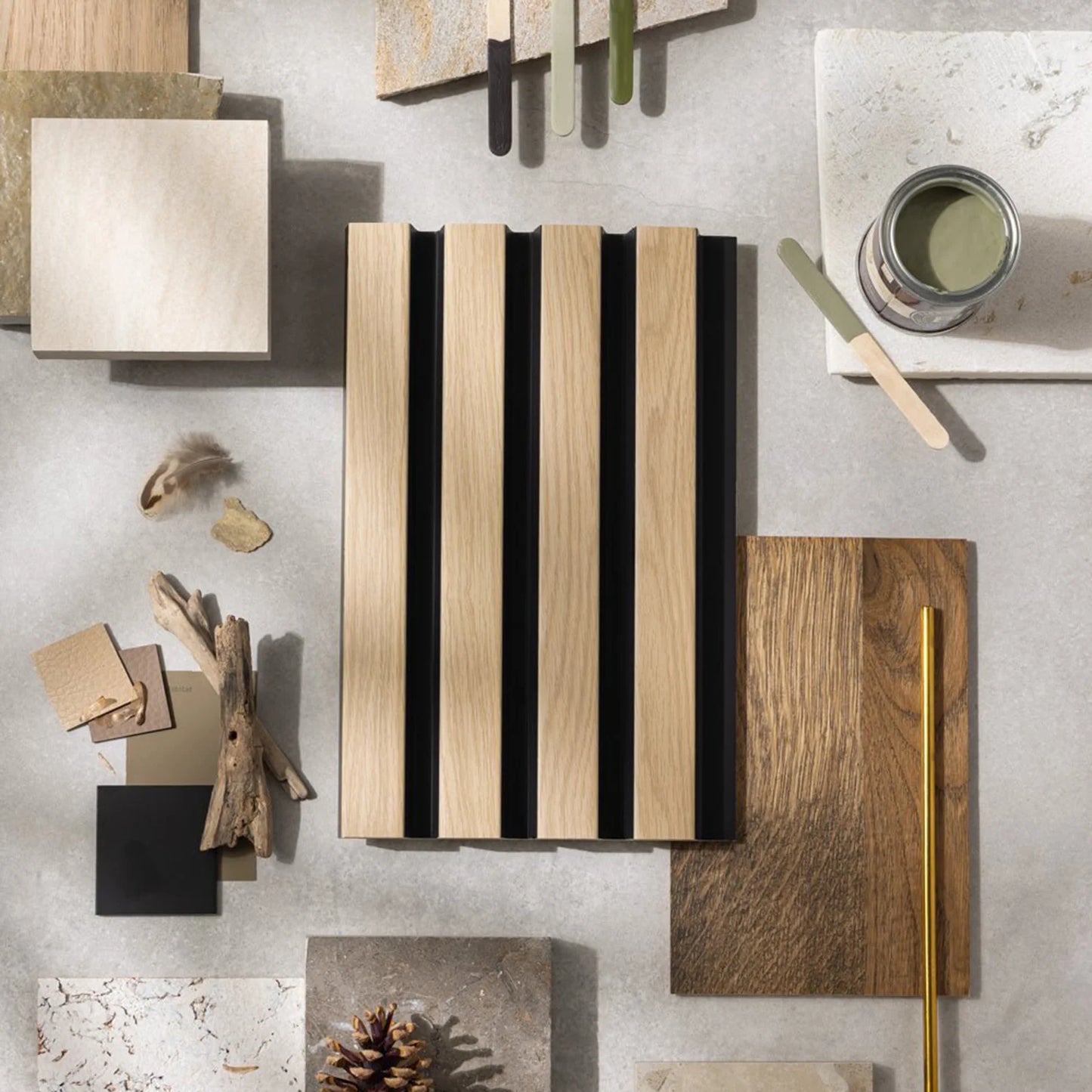 SlatWall Waterproof Natural Oak and Black