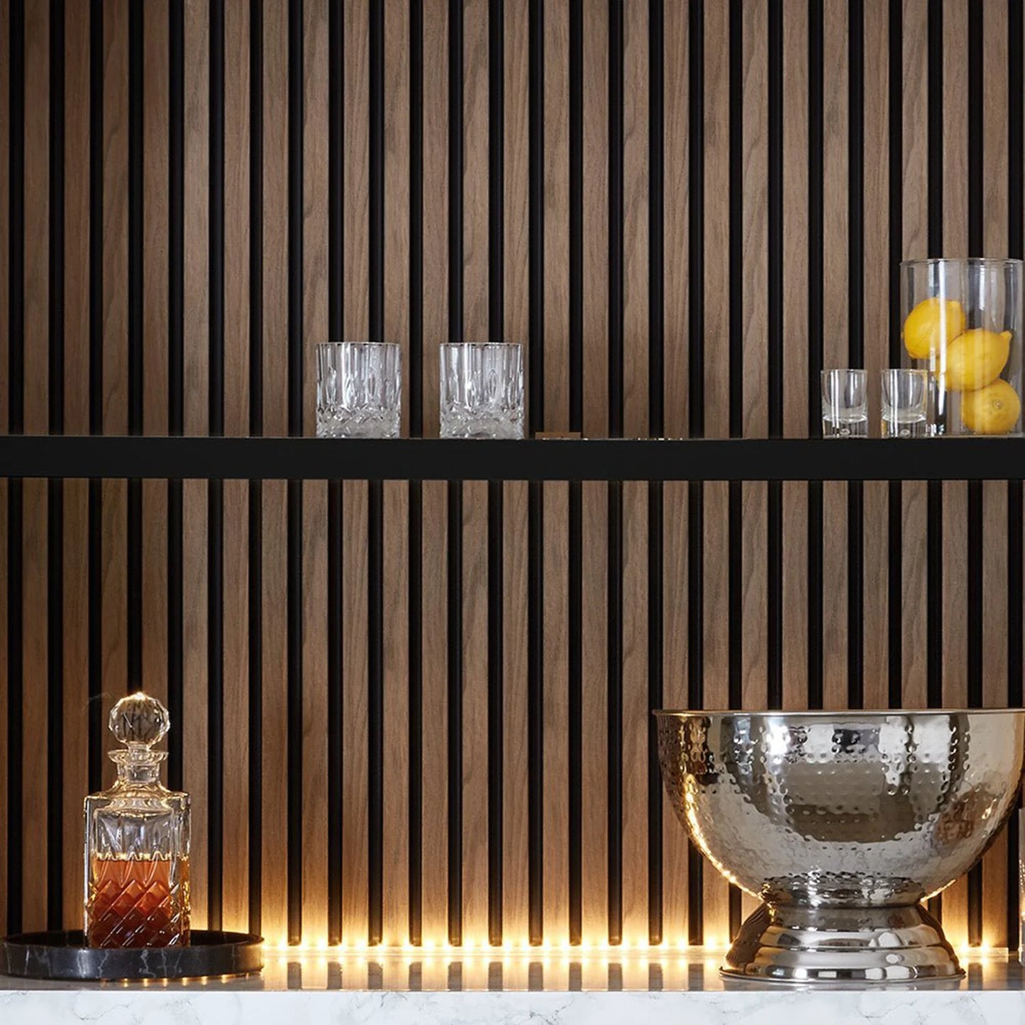 SlatWall Waterproof Walnut and Black